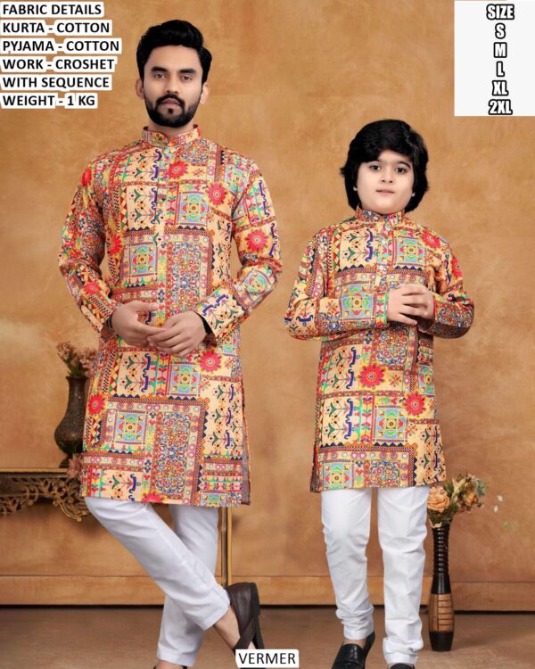 Cotton Kurta Pyjama Set With Crochet And Sequence Work
