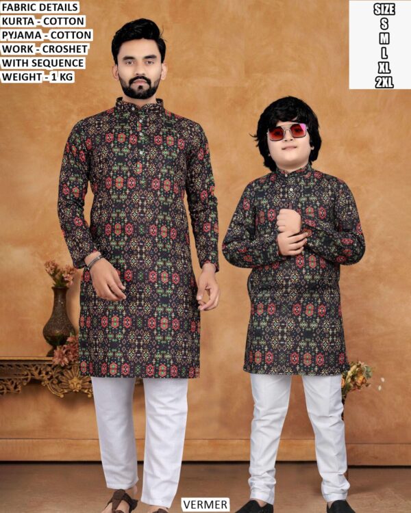Cotton Kurta Pyjama Set With Crochet And Sequence Work