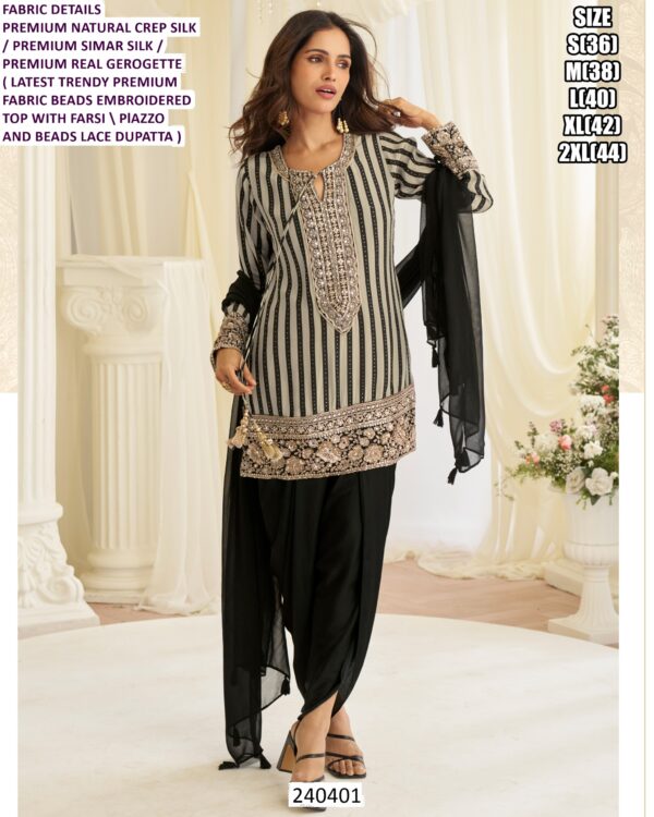 Elegant Farsi Palazzo Set With Beads Lace Dupatta