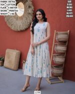 Cotton Printed Flared Midi Dress For Women Casual Wear