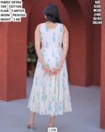 Cotton Printed Flared Midi Dress For Women Casual Wear