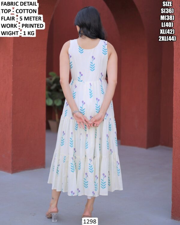 Cotton Printed Flared Midi Dress For Women Casual Wear