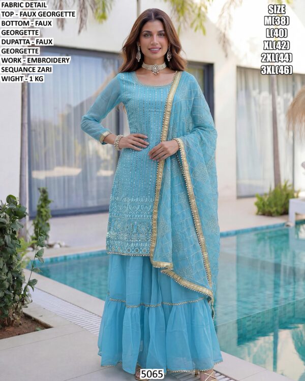 Designer Women Suit Set With Faux Georgette Dupatta