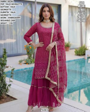 Designer Women Suit Set With Faux Georgette Dupatta