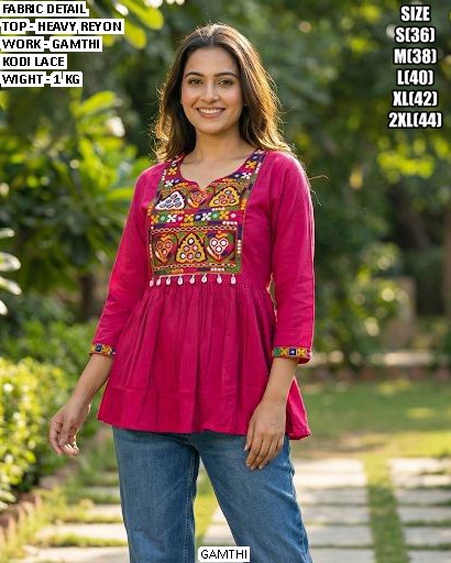 Trendy Heavy Reyon Top With Beautiful Lace Work