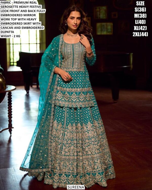 Real Georgette Lehenga Set With Mirror Work And Heavy Embroidery
