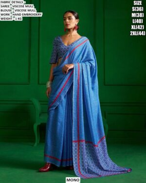 Premium Viscose Mull Saree With Hand Embroidery Work
