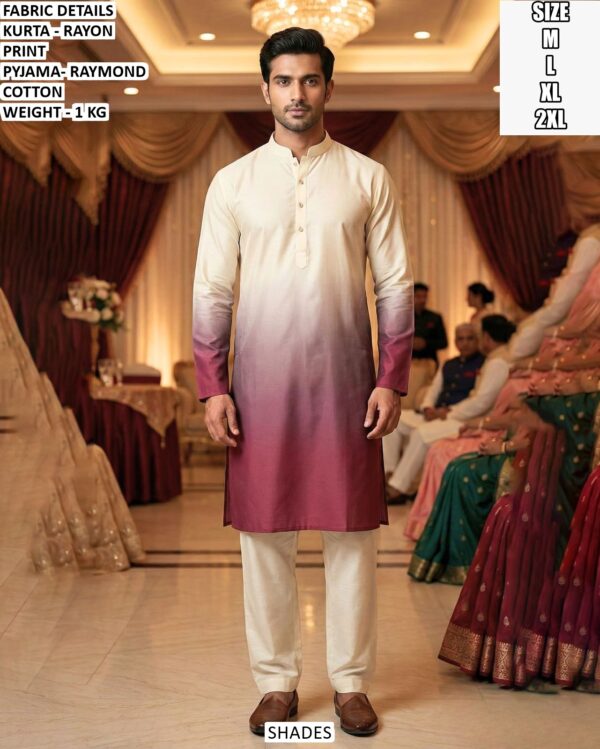 Men’s Rayon Print Kurta With Raymond Cotton Pyjama Set