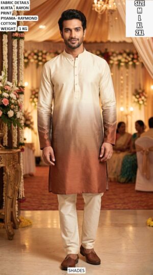 Men’s Rayon Print Kurta With Raymond Cotton Pyjama Set