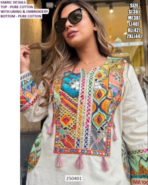 Pure Cotton Suit Set With Elegant Embroidery Work