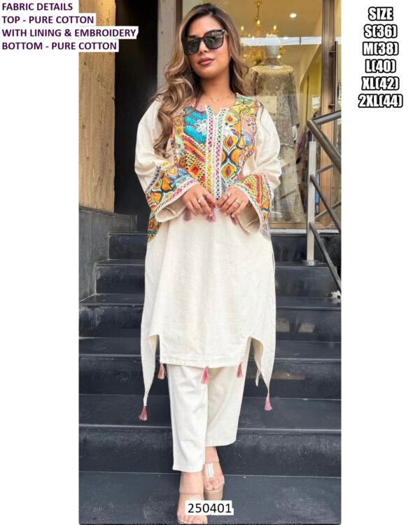 Pure Cotton Suit Set With Elegant Embroidery Work