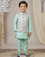 Exclusive Kids Kurta Pyjama Koti Set For Special Occasions