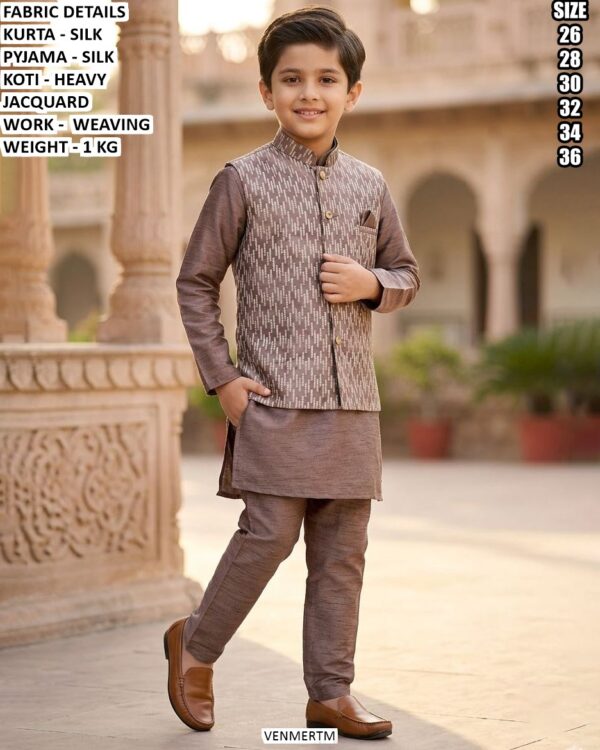 Exclusive Kids Kurta Pyjama Koti Set For Special Occasions