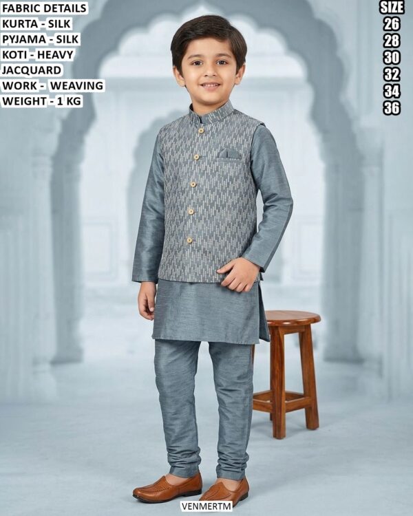 Exclusive Kids Kurta Pyjama Koti Set For Special Occasions