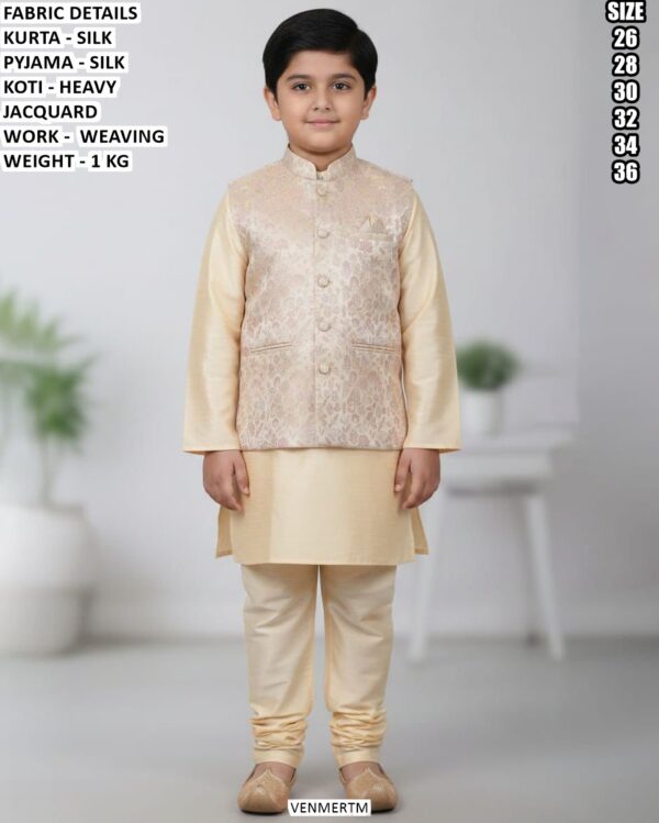 Exclusive Kids Kurta Pyjama Koti Set For Special Occasions