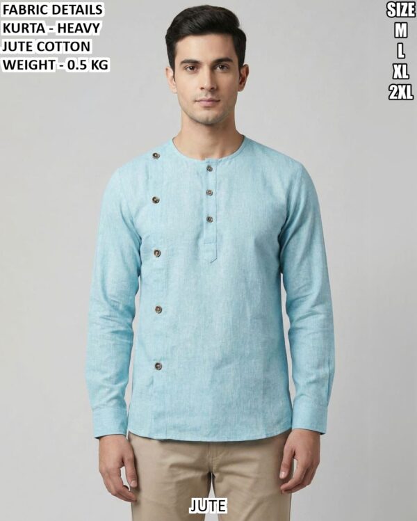 Classic Traditional Kurta For Men In Heavy Jute Cotton
