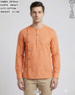 Classic Traditional Kurta For Men In Heavy Jute Cotton