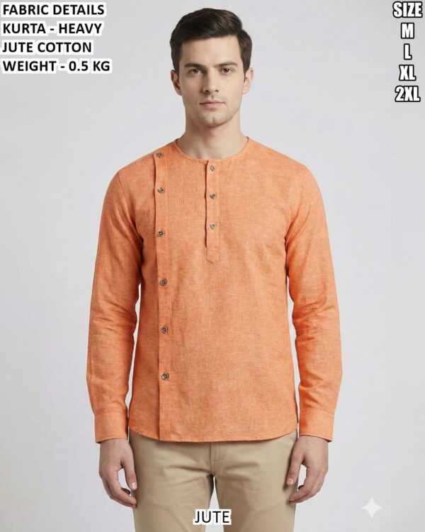 Classic Traditional Kurta For Men In Heavy Jute Cotton
