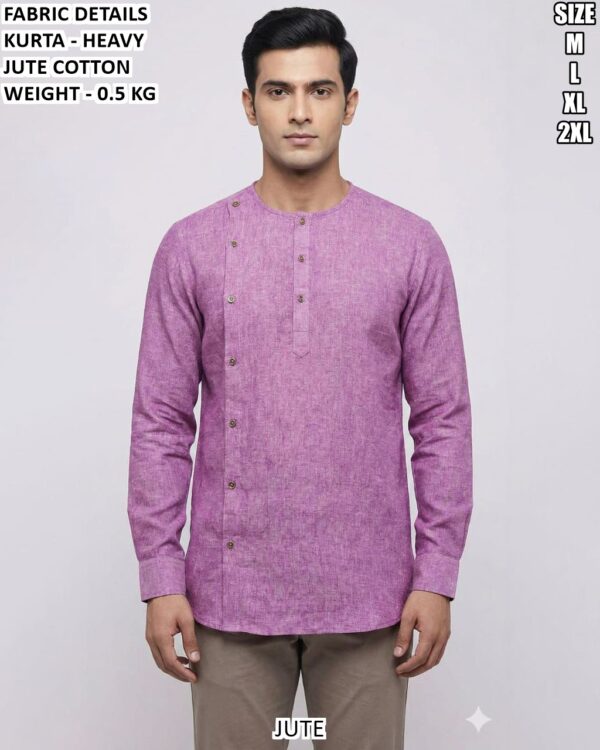 Classic Traditional Kurta For Men In Heavy Jute Cotton