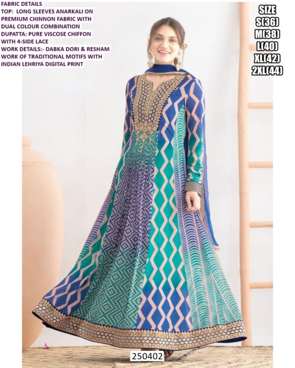 Stylish Festive Wear Chinon Anarkali With Rich Hand Detailing