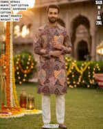 Premium Printed Cotton Kurta Pajama Set For Men Festive Wear Collection