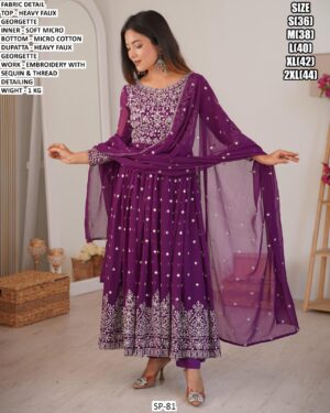 Stylish Embroidered Faux Georgette Suit Set