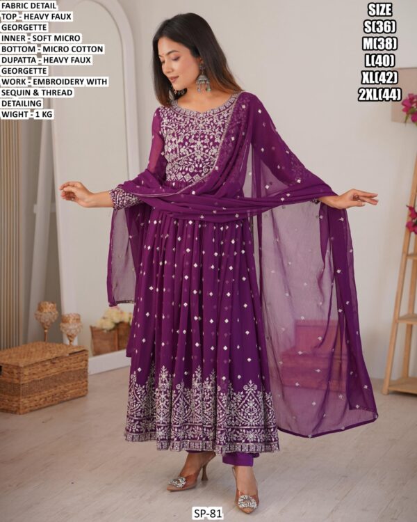 Stylish Embroidered Faux Georgette Suit Set