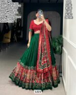 Premium Patola Printed Tasar Silk Lehenga Choli With Dupatta Festive Collection