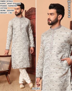 Premium Heavy Jacquard Kurta Pajama Set For Men Festive Wear