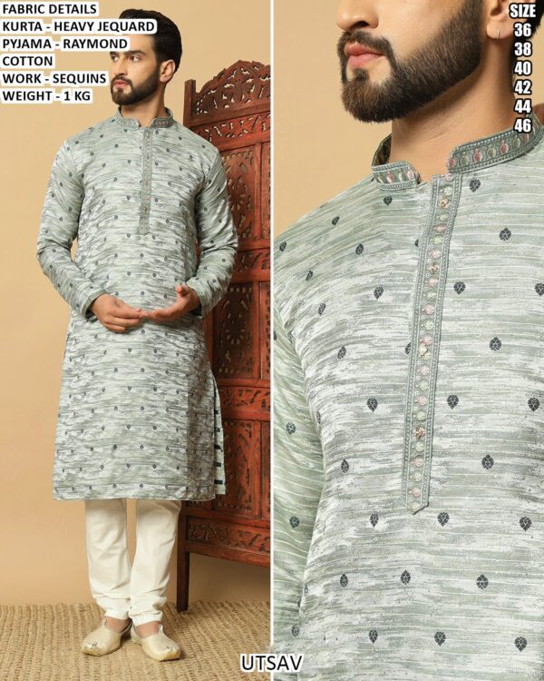 Premium Heavy Jacquard Kurta Pajama Set For Men Festive Wear