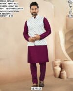 Men’s Festive Wear Embroidery Koti Kurta Pajama Set