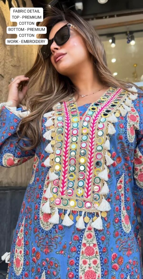 Stylish Cotton Suit Set With Elegant Embroidery Work