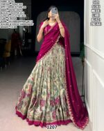 Designer Lehenga Set With Sequins And Thread Embroidery Work