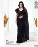 Elegant Mono Net Saree With Designer Embellishment