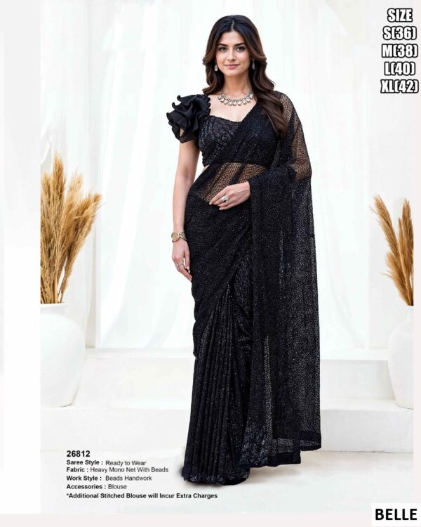 Elegant Mono Net Saree With Designer Embellishment