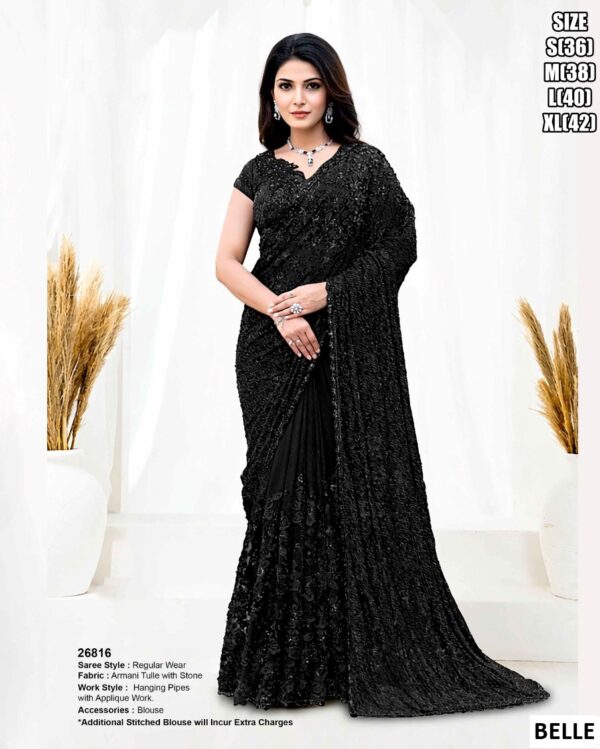 Elegant Mono Net Saree With Designer Embellishment