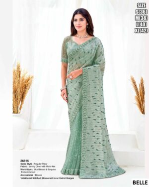 Elegant Mono Net Saree With Designer Embellishment