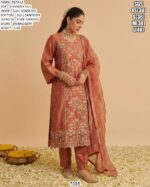 Women Shimmer Silk Embroidered Suit Set With Pure Chiffon Dupatta