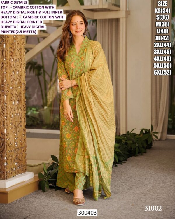 Beautiful Cambric Cotton Suit Set With Heavy Digital Print