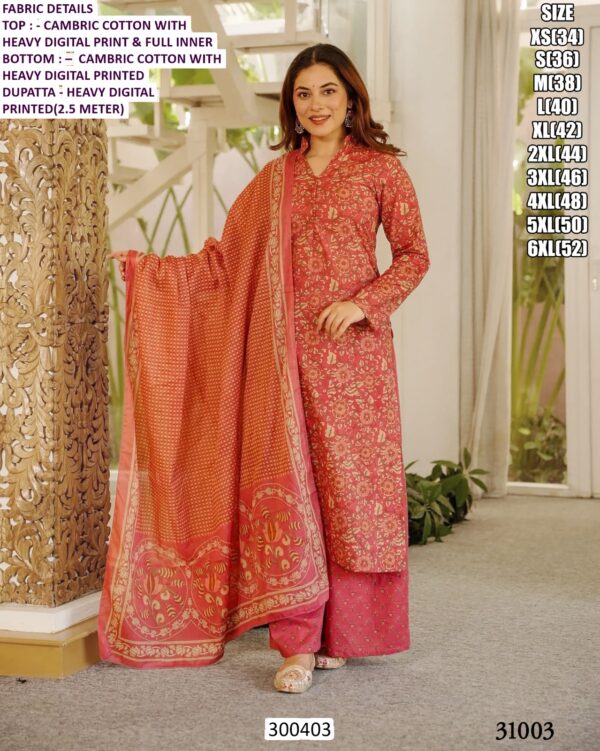 Beautiful Cambric Cotton Suit Set With Heavy Digital Print