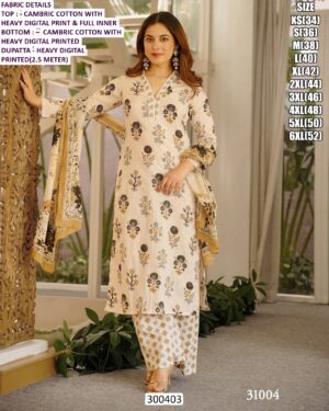 Beautiful Cambric Cotton Suit Set With Heavy Digital Print