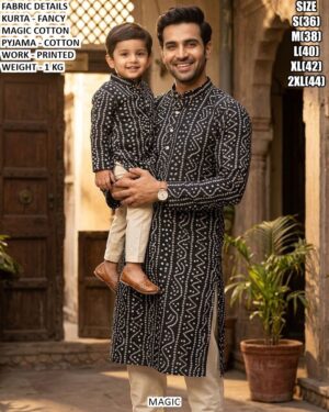 Stylish Printed Kurta Pajama Set In Magic Cotton Fabric For Festive Wear