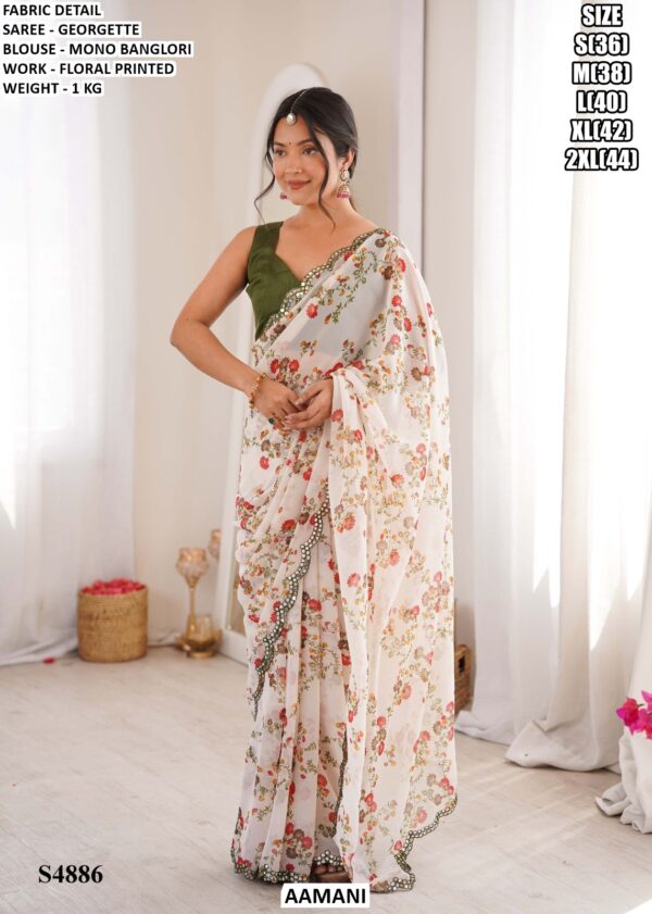 Designer Women Saree With Graceful Floral Print
