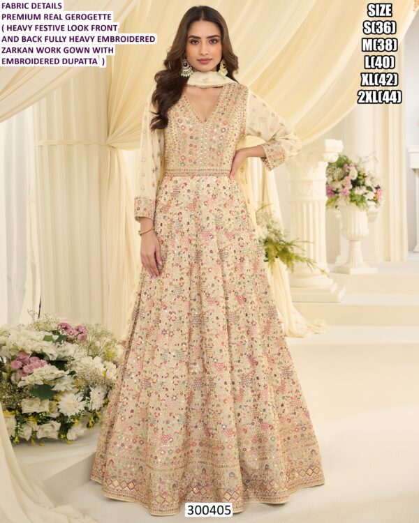 Elegant Women Party Wear Gown With Embroidered Dupatta