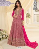 Elegant Women Party Wear Gown With Embroidered Dupatta