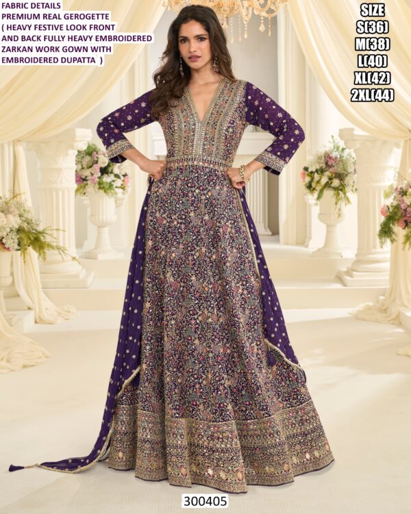 Elegant Women Party Wear Gown With Embroidered Dupatta