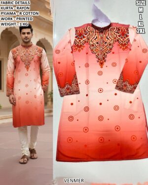 Premium Men Traditional Outfit With Stylish Print Work