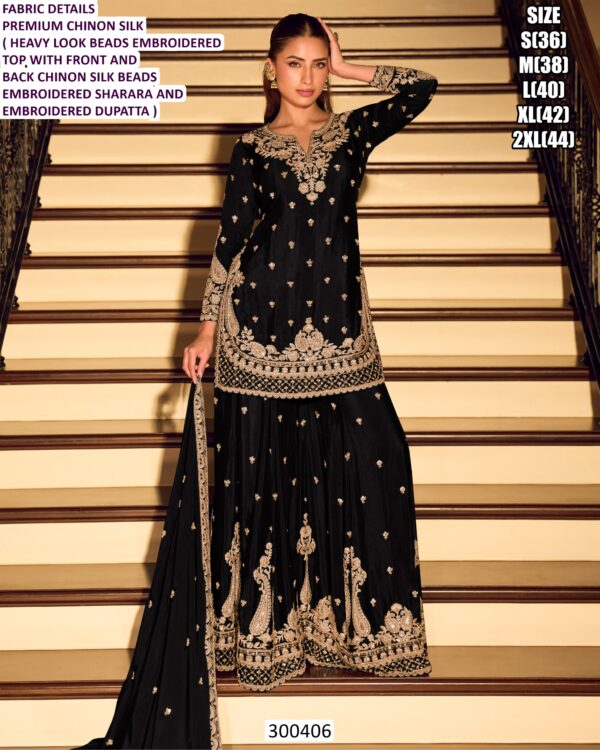 Premium Chinon Silk Embroidery Work Pakistani Wedding Wear Salwar Suit Dupatta Set