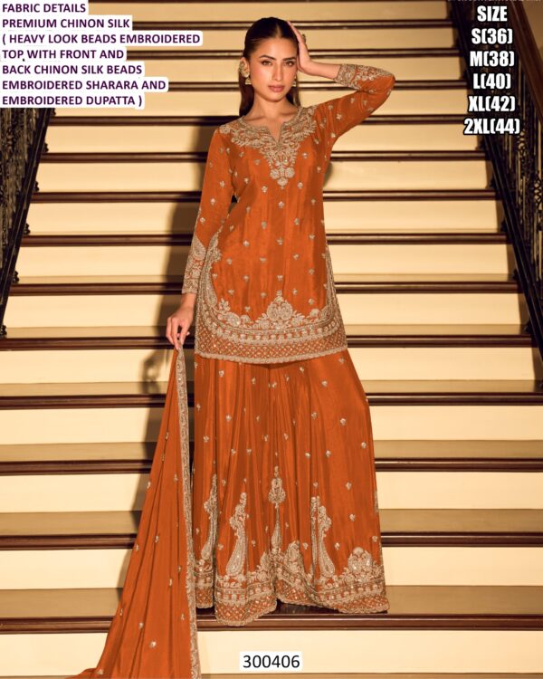 Premium Chinon Silk Embroidery Work Pakistani Wedding Wear Salwar Suit Dupatta Set