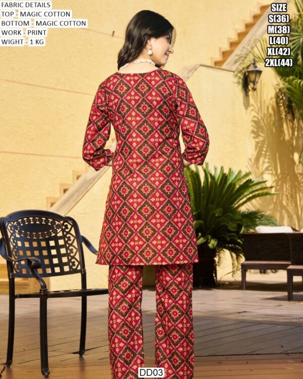 Designer Magic Cotton Top Bottom Printed Set